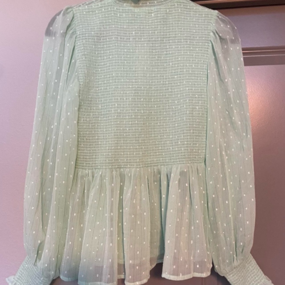 Francesca's Collections Mint Blouse with Dots